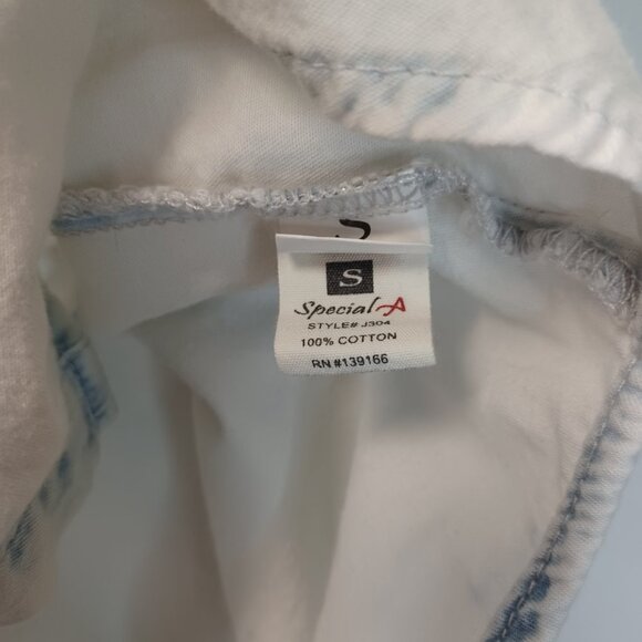 Special A Los Angeles Shirt Bleached Chambray Button Front Long Sleeve Womens Sm - Picture 6 of 9